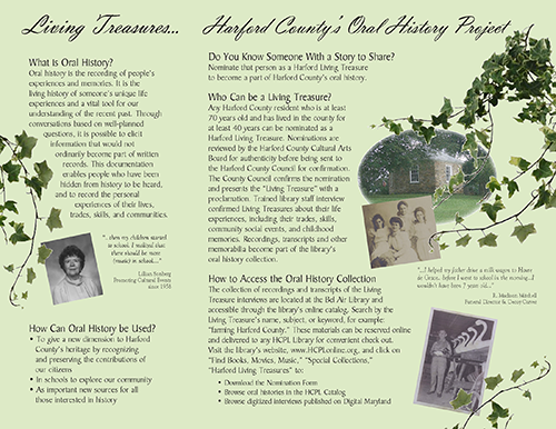 Living Treasures Oral History Project Brochure